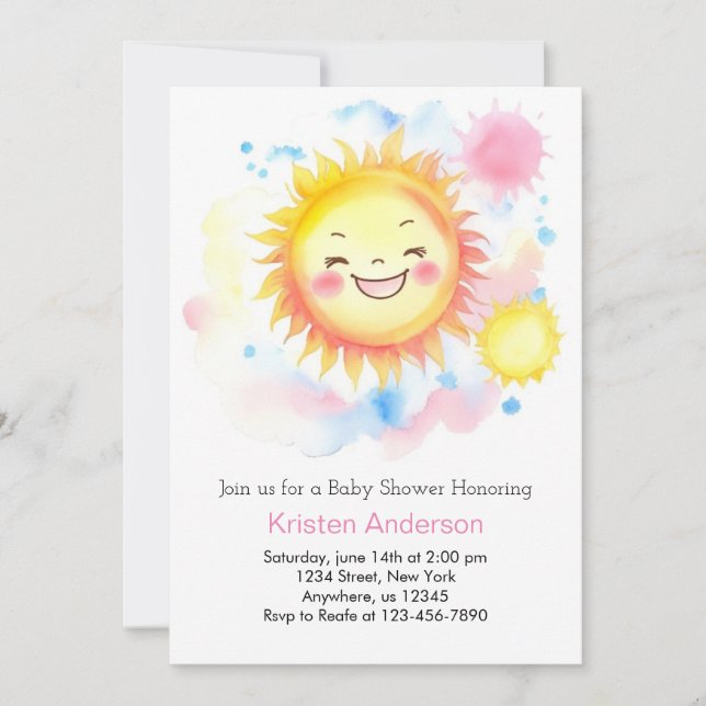 Boho Sunshine Girl Baby Shower Invitation (Front)