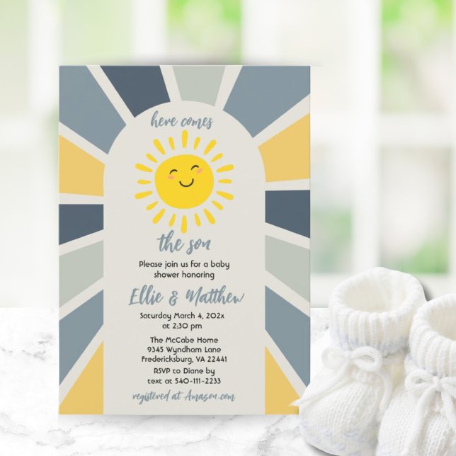 Boho Sunshine Here Comes The Son Baby Shower Invitation (Boho Sunshine Here Comes The Son Baby Shower Invitation)
