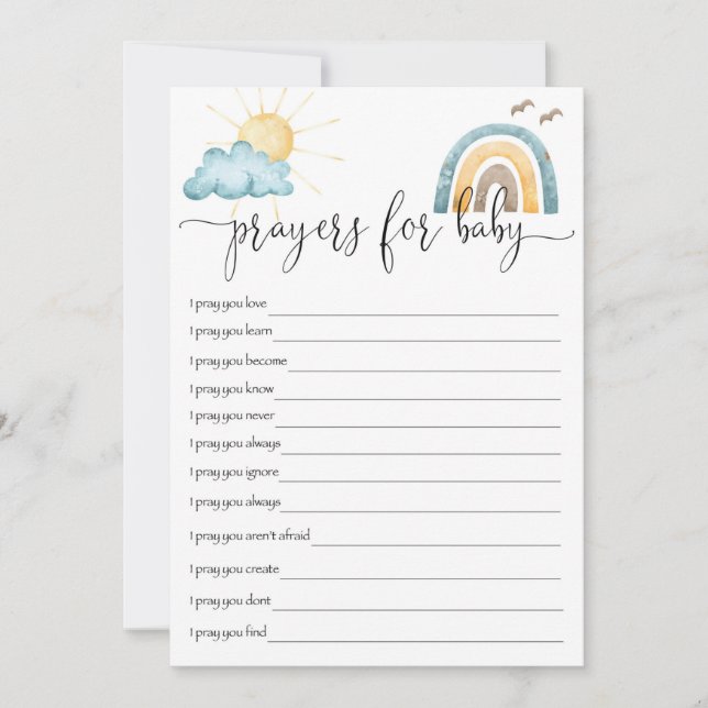 Boho Sunshine Prayers For Baby Activity Card (Front)