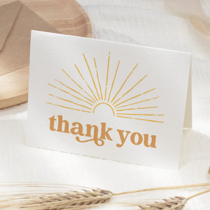 Boho Sunshine Sun Baby Shower Thank You Card