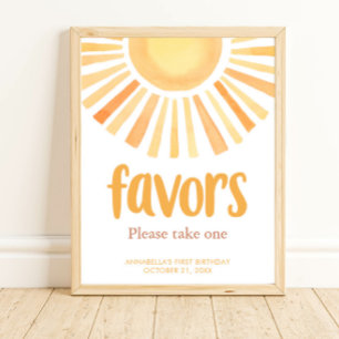 Boho sunshine sun birthday party favours sign