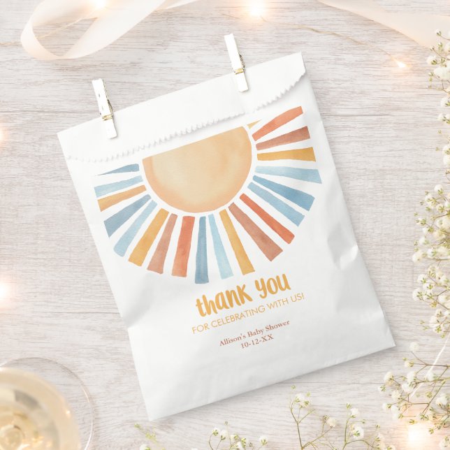 Boho sunshine sun boy baby shower  favour bags (Clipped)