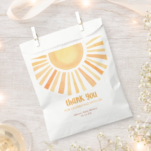 Boho sunshine sun gender neutral baby shower favour bags (Clipped)