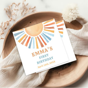 Boho Sunshine Sun Terra Cotta Birthday Napkin
