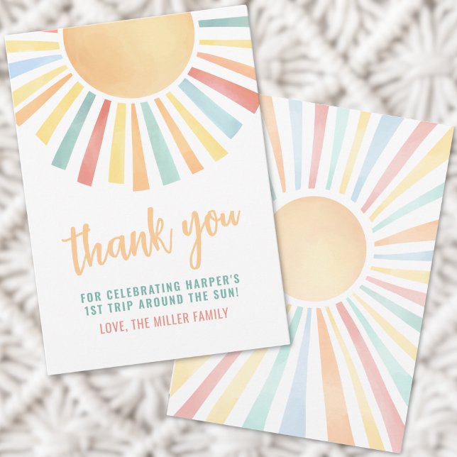 Boho Sunshine Sun Thank You Invitation (Boho Sunshine Sun Thank You Invitation)