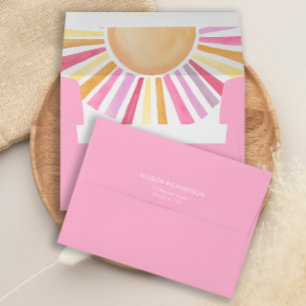 Boho sunshine sun yellow pink envelopes 5x7 card