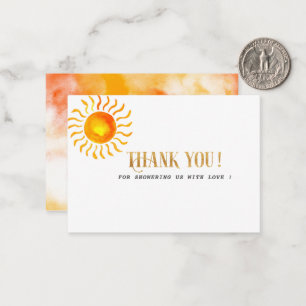 Boho sunshine watercolor thank you baby shower card