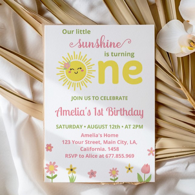 Boho Sunshine Wildflower 1st Birthday Invitation (Creator Uploaded)