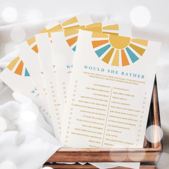 Boho Sunshine Would She Rather Baby Shower Game (Creator Uploaded)