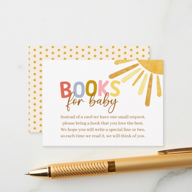 Boho Sunshine Yellow Baby Shower Enclosure Card (Front/Back In Situ)