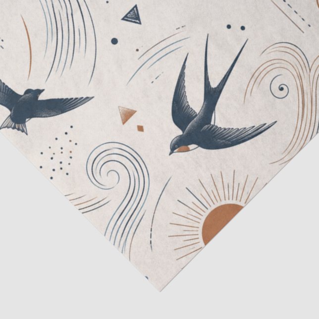 Boho Swallow & Sun Tissue Paper (Detail)