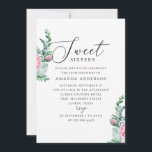 Boho Sweet 16. Garden pink floral 16th birthday Invitation<br><div class="desc">Watercolor pink floral Sweet 16 birthday invitation with elegant script. Suitable for summer boho botanical garden party theme.</div>
