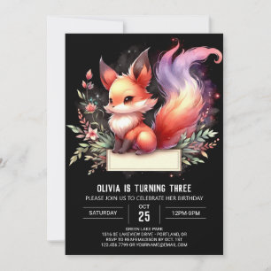 Boho Sweet Fox Birthday digital Invitation