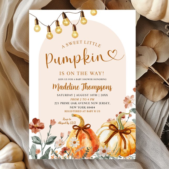 Boho Sweet Little Pumpkin on the Way Baby Shower Invitation (Creator Uploaded)