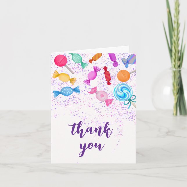 Boho Sweet Lollipops Candy Land Baby Showers Thank You Card (Front)