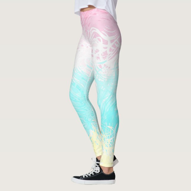 Boho Swirly Groovy Abstract Genderflux Pride Flag Leggings (Left)