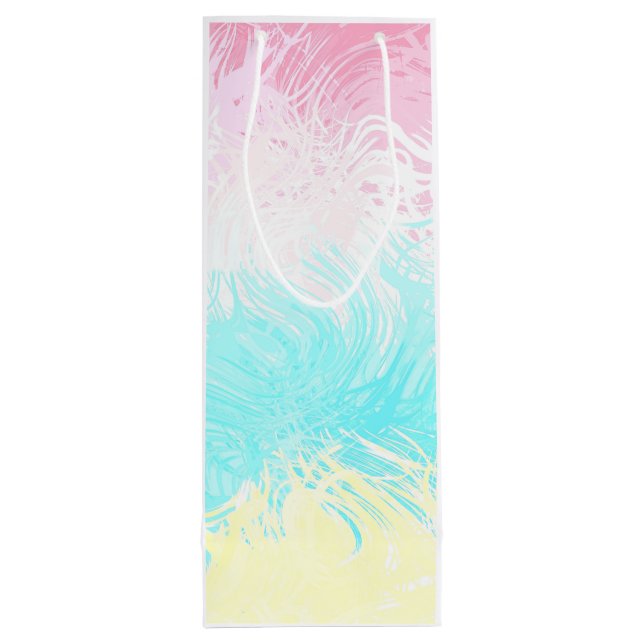 Boho Swirly Groovy Abstract Genderflux Pride Flag Wine Gift Bag (Back)