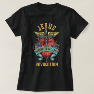 Boho Sword Wings Heart Christian Jesus Revolution T-Shirt