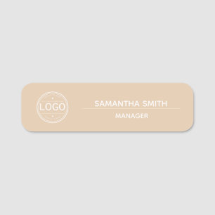 Boho Tan Business Logo Employee Name Tag