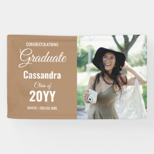 Boho Tan Modern Classic Photo Graduation Banner