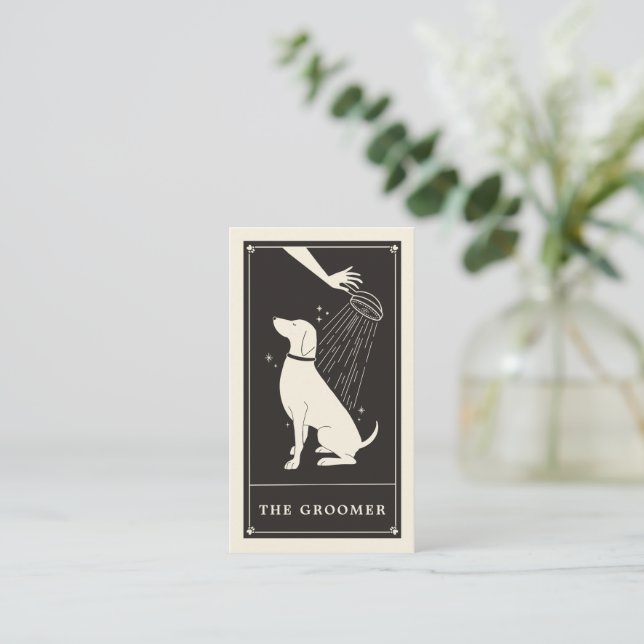 Boho Tarot Dog Groomer business card  (Standing Front)