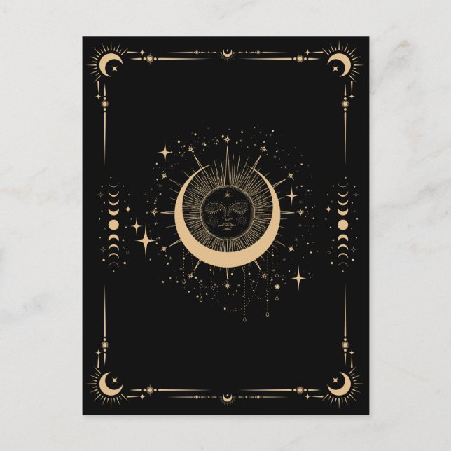 Boho tarot moon sun postcard (Front)