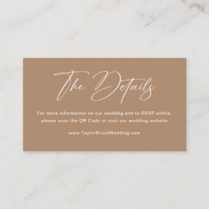 Boho Taupe Wedding Details Enclosure Card
