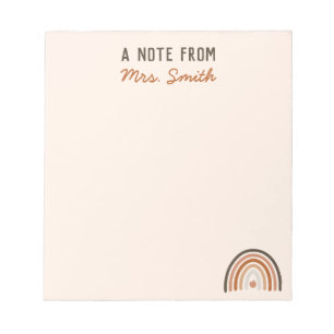 Boho Teacher Appreciation Rainbow Apple Notepad