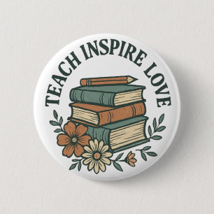 Boho Teacher – Teach Inspire Love Vintage 6 Cm Round Badge