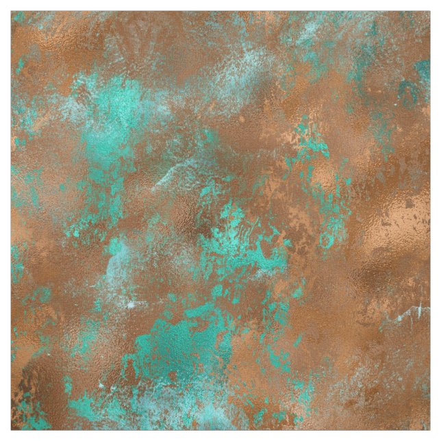 Boho Teal Copper Grunge Fabric (Swatch)