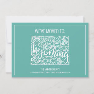 Boho Teal Floral Mandala Wyoming State Moving Announcement