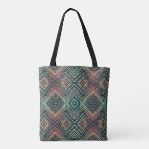 Boho Teal & Pink Multi Tribal Inspired Tote Bag