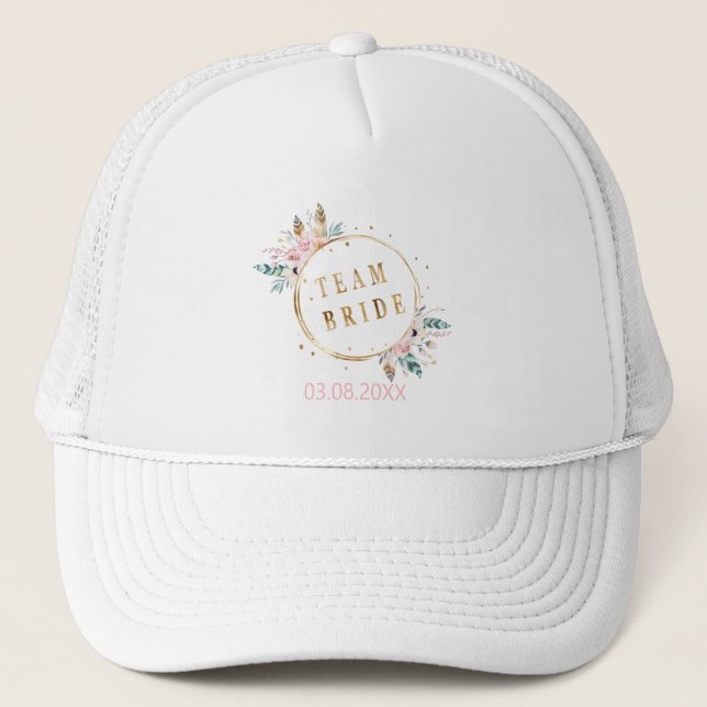 Boho Team Bride pastell flowers Trucker Hat (Front)