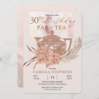 Boho Teapot Hydrangeas Pampas 30th Birthday Party 
