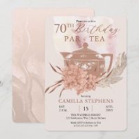 Boho Teapot Hydrangeas Pampas 70th Birthday Party