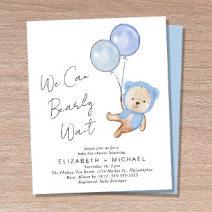 Boho Teddy Bear Baby Boy Couples Shower Invitation