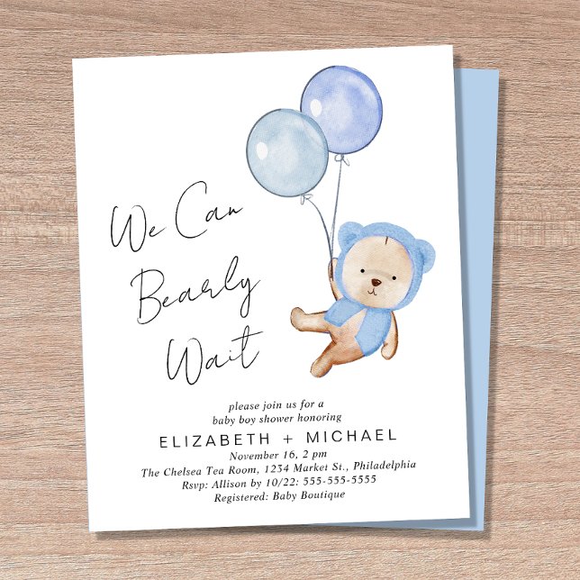 Boho Teddy Bear Baby Boy Couples Shower Invitation (Creator Uploaded)