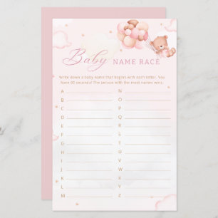 Boho Teddy Bear Baby Shower Baby name race game 
