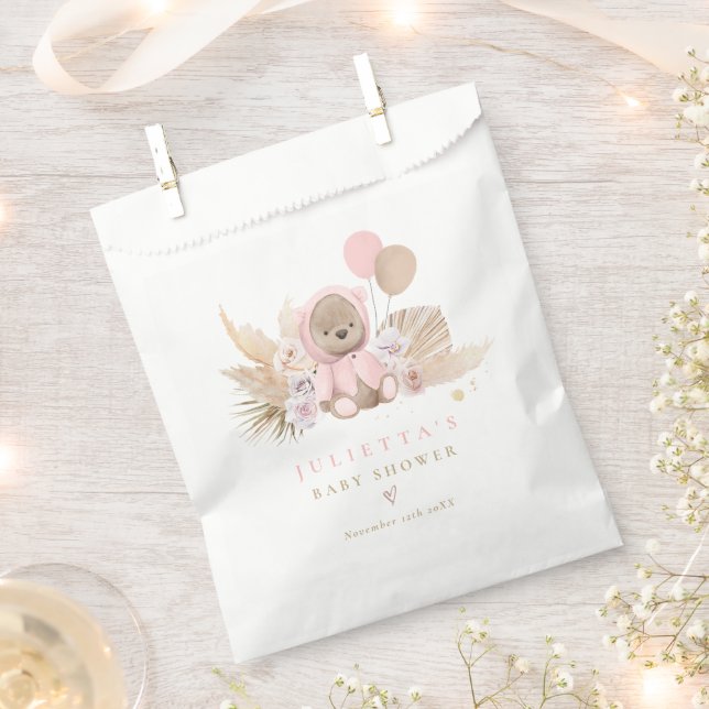 Boho Teddy Bear Baby Shower Decorations Favour Bag (Clipped)
