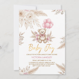 Boho Teddy Bear Baby Shower Invitation