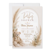 Boho Teddy Bear Baby Shower Invitation