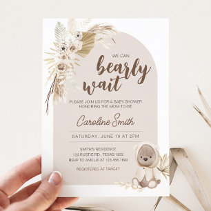 Boho Teddy Bear Baby Shower  Invitation