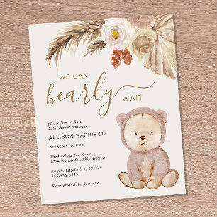 Boho Teddy Bear Baby Shower Invitation