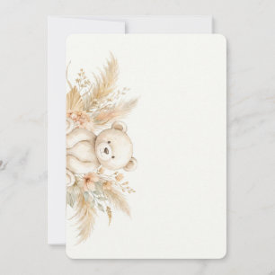 Boho Teddy Bear Baby Shower Invitation Neutral Wat