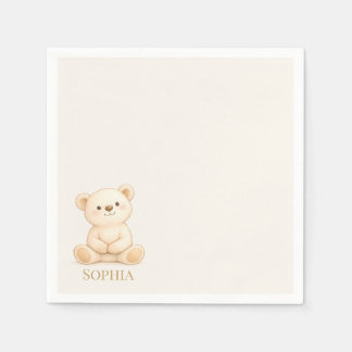 Boho Teddy Bear Baby Shower Napkin