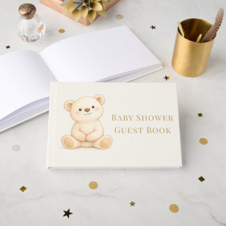 Boho Teddy Bear Baby Shower Neutral Guest Book