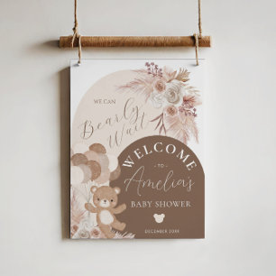 Boho Teddy Bear Bearly Wait Baby Shower Welcome Poster