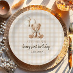 Boho Teddy Bear Beary First 1st Birthday Party Paper Plate<br><div class="desc">Boho Teddy Bear Beary First 1st Birthday Party Paper Plates</div>