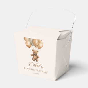 Boho Teddy Bear Beary First Birthday Party Favour Box