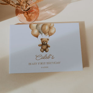 Boho Teddy Bear Beary First Birthday Party Guest Book